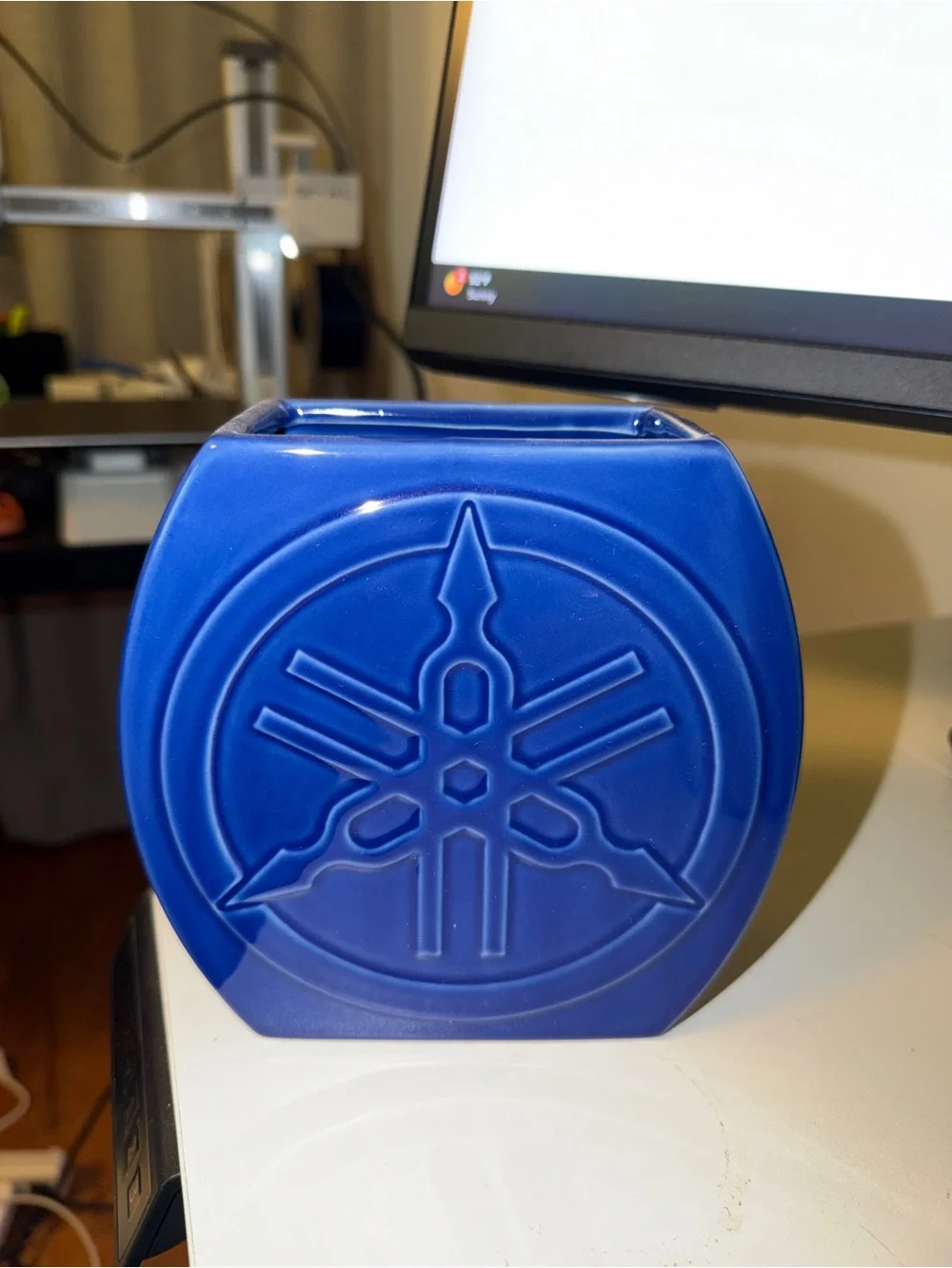Yamaha Motorsports Blue Ceramic Desk Decor